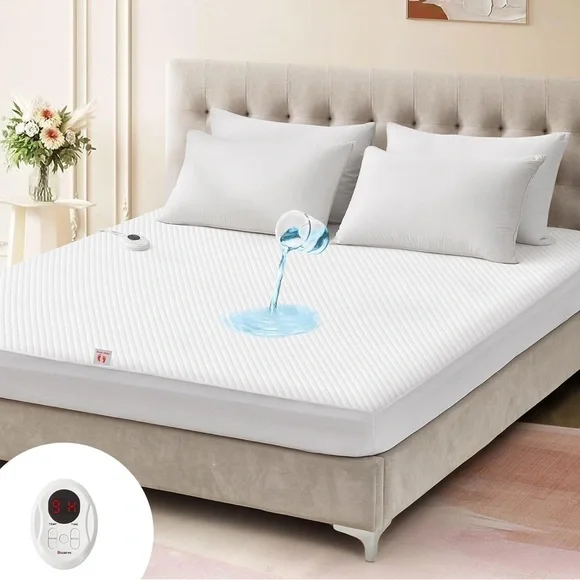 Premium White Waterproof + Heated Mattress Protector • Full Size • New - Picture 1 of 6
